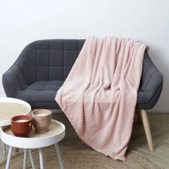 Plaid embossé en polyester 140 x 200 cm (Rose)