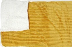 Plaid en flanelle cotelé doublure sherpa 180 x 220 cm (Moutarde)