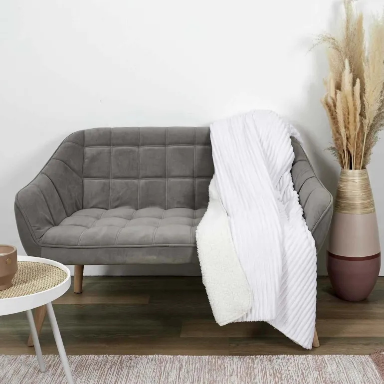 Plaid en flanelle doublure en sherpa 180 x 220 cm