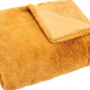 Plaid en polyester luxe curry 170 x 130 cm