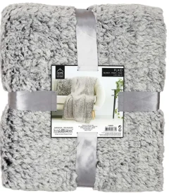 Plaid en sherpa gris 120 x 150 cm