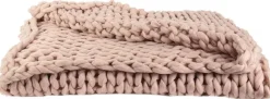 Plaid grosses mailles Chunky 120 x 150 cm (Rose)