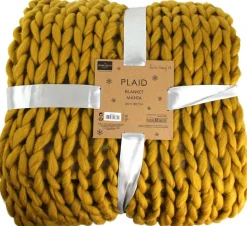 Plaid grosses mailles Chunky 120 x 150 cm (Jaune)