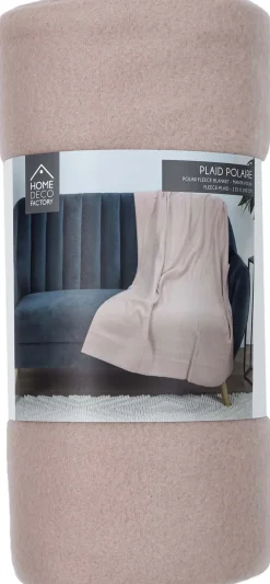 Plaid polaire uni rose 125 x 150 cm