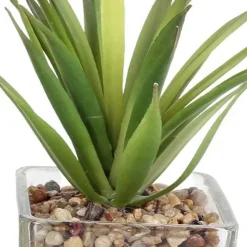 Plantes artificielles dans pot en verre 6.5 x 6.5 x 17 cm (Lot de 3)