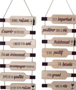 Plaque décorative en bois bouteilles 38 x 85 cm (Lot de 2)