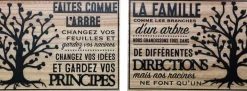 Plaque décorative en bois Famille et arbre de vie 30 x 40 cm (Lot de 2)