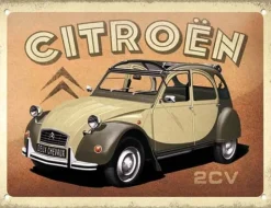 Plaque décorative en métal en relief 20 x 15 cm (Citroën - 2CV)