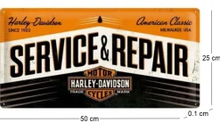 Plaque décorative en métal en relief 50 x 25 cm (Harley Davidson Service et Repair)