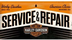 Plaque décorative en métal en relief 50 x 25 cm (Harley Davidson Service et Repair)