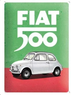 Plaque décorative en métal en relief 20 x 15 cm (Fiat 500 - Italian Colours)