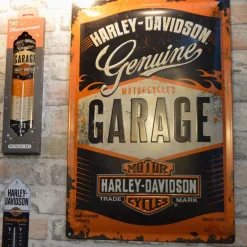 Plaque décorative en métal en relief 40 x 60 cm (Harley Davidson Garage)