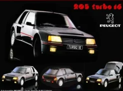 Plaque décorative en métal en relief 40 x 30 cm (Peugeot 205 Turbo 16)