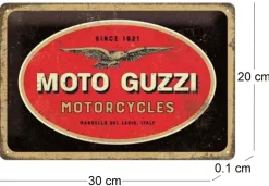 Plaque décorative en métal en relief 30 x 20 cm (Moto Guzzi - Logo)
