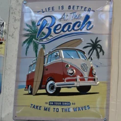 Plaque décorative en métal en relief 30 x 20 cm (Van VW - Beach)