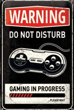 Plaque décorative en métal en relief 30 x 20 cm (Gaming in progress)