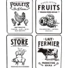 Plaque décorative en métal ferme 41x31 cm (Lot de 4)