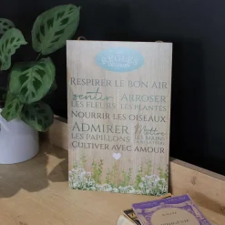 Plaque en bois Règles du jardin 20 x 30 cm