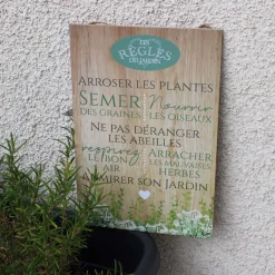 Plaque en bois Règles du jardin 20 x 30 cm
