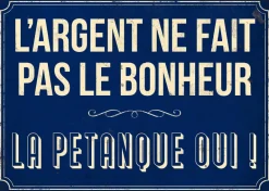 Plaque en métal humour 21 x 15 cm (Bonheur pétanque)