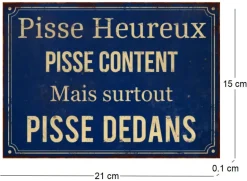 Plaque en métal humour 21 x 15 cm (Pisse heureux)