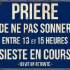 Plaque en métal humour 21 x 15 cm (Prière de ne pas sonner…)