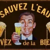 Plaque en métal humour 21 x 15 cm (Sauvez l'eau…)