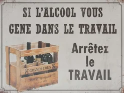 Plaque en métal humour 21 x 15 cm (Si l'alcool vous gêne...)