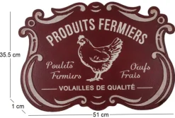 Plaque métallique découpée style rétro (Produits fermiers)