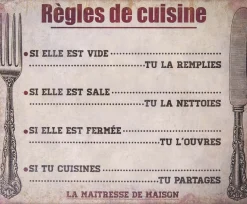Plaque Règles de cuisine