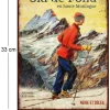 Plaque vintage sports d'hiver en métal 25 x 33 cm (Ski de fond)
