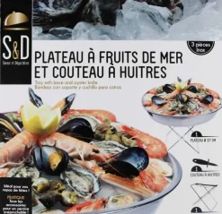 Plateau avec support et couteau à huitres