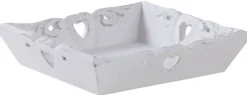 Plateau carré en manguier coeurs 20 cm
