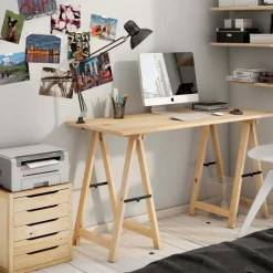 Plateau de bureau en pin massif (120 x 60 x 1,8 cm)