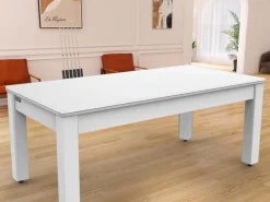 Plateau 2 en 1 dinatoire et Ping Pong pour billard convertible table 8 personnes Arizona (Blanc laqué)