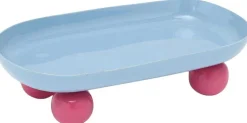 Plateau ovale en métal Double Funky (Bleu clair et rose fuschia)