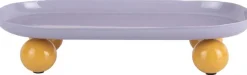 Plateau oval en métal Double Funky Large (Violet et jaune)