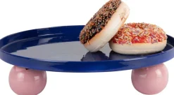 Plateau rond en métal Double Funky Large (Bleu et rose)