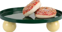Plateau rond en métal Double Funky Large (Vert et jaune)