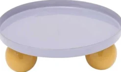 Plateau rond en métal Double Funky (Violet et jaune)