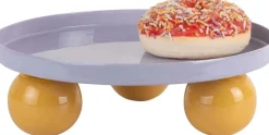 Plateau rond en métal Double Funky (Violet et jaune)