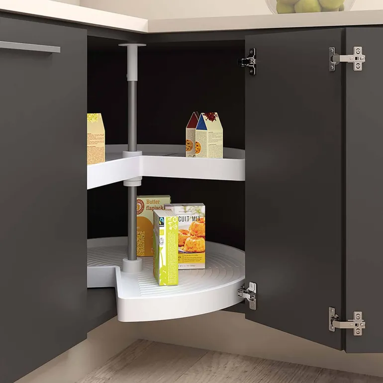 Plateau tournant blanc 2 niveaux pour module de cuisine Shelvo (Pour module de 80 cm)