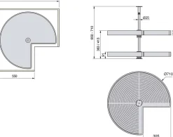 Plateau tournant blanc 2 niveaux pour module de cuisine Shelvo (Pour module de 80 cm)