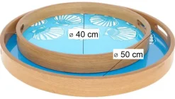 Plateaux en bois émaillé Coquillages (Lot de 2)