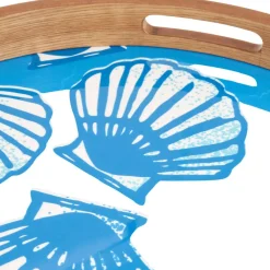 Plateaux en bois émaillé Coquillages (Lot de 2)