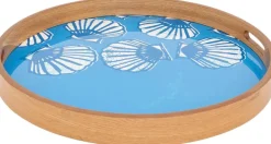 Plateaux en bois émaillé Coquillages (Lot de 2)