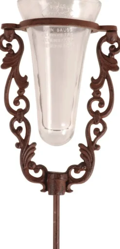 Pluviomètre de jardin en verre avec support en fonte