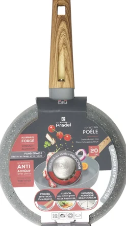 Poele en aluminium forgé manche effet bois (20 cm)