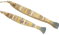 Poissons décoratifs en bois (Lot de 2) (Jaune bleu blanc)