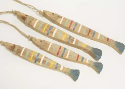 Poissons décoratifs en bois (Lot de 2) (Jaune bleu blanc)